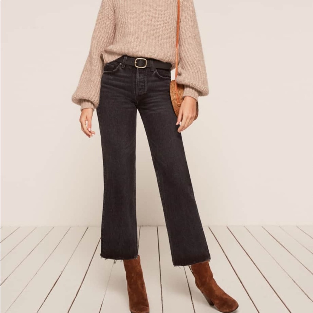 Reformation Fawcett Wide Leg Jean Black 28